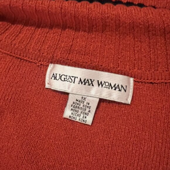 VTG August Max Woman. Size 1X. Red Sweater Long Cardigan. Acrylic Nylon. B129 - Picture 8 of 9